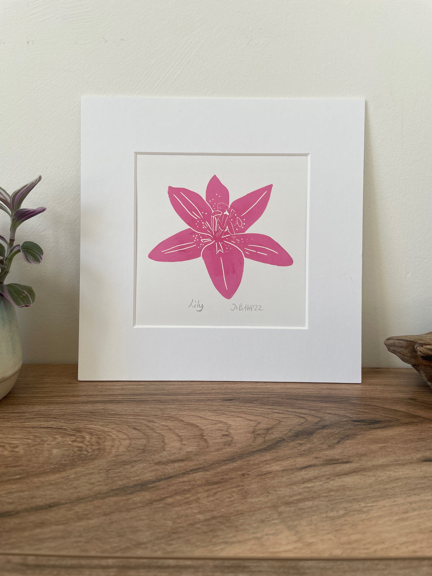 Lily botanical linocut print