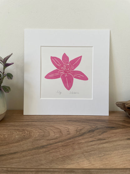 Lily botanical linocut print