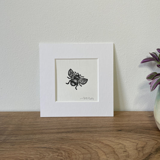 Mini Bumblebee original mini linocut print