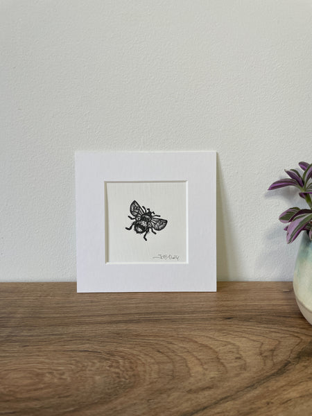 Mini Bumblebee original mini linocut print