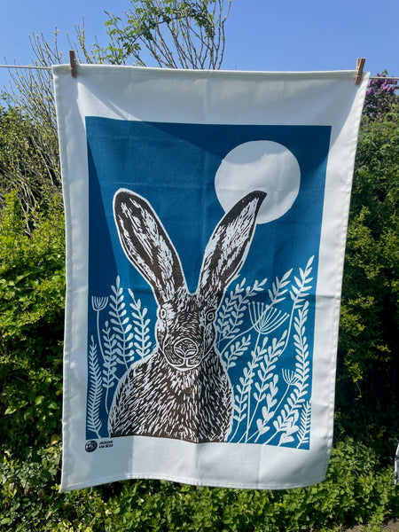 Moonlight Hare Tea Towel