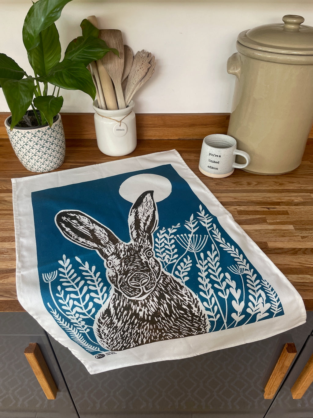 Moonlight Hare Tea Towel
