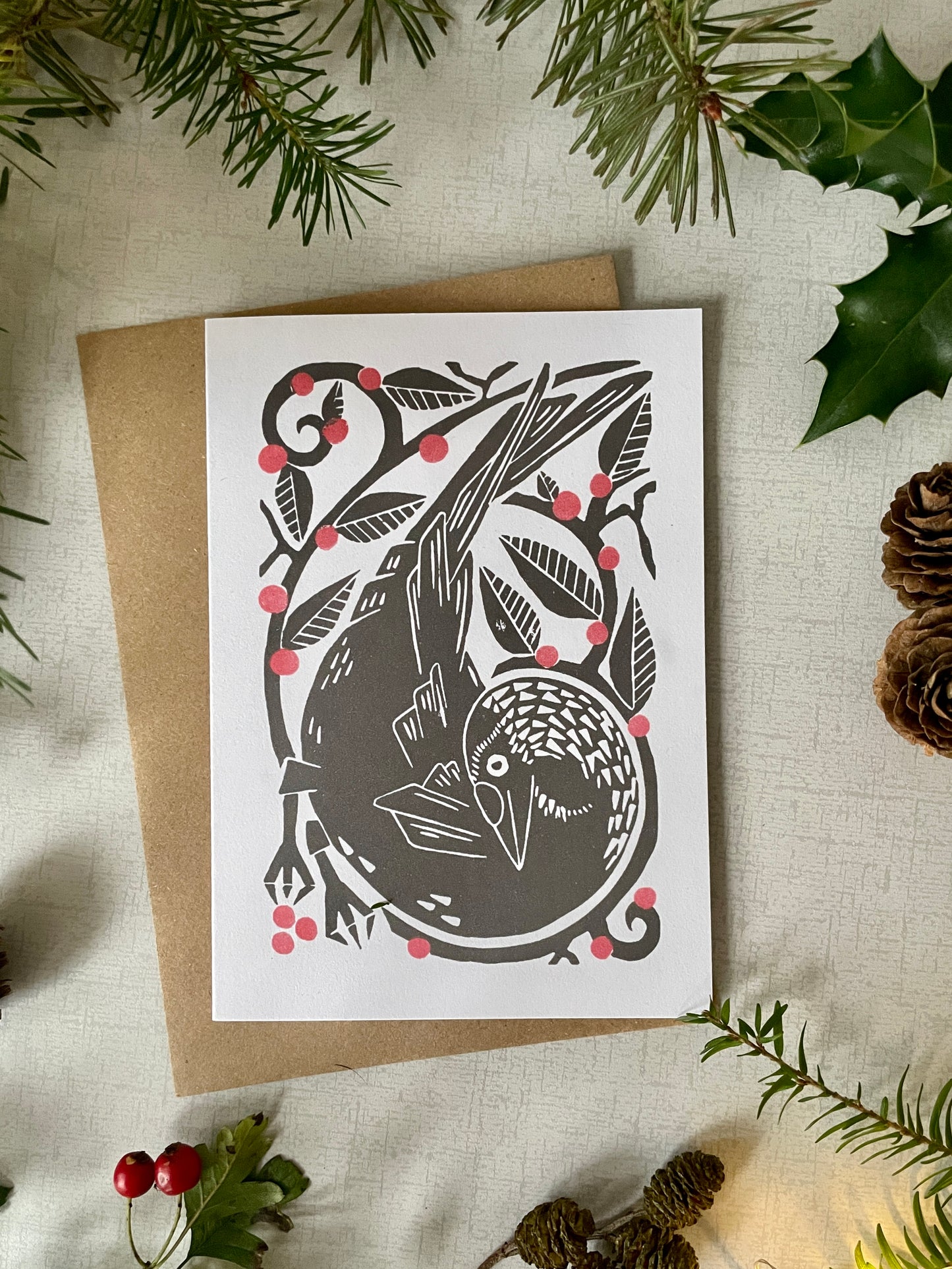 Folksy Jackdaw greeting card, blank any occasion card