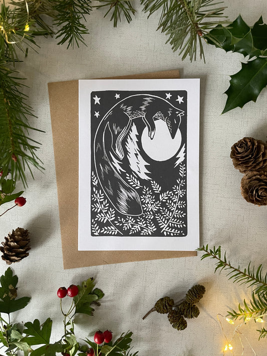 Folksy fox greeting card, blank greeting card