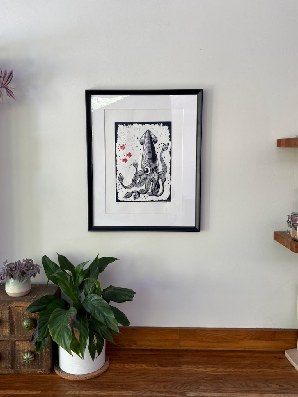 Inky the Squid Limited Edition Linocut Print