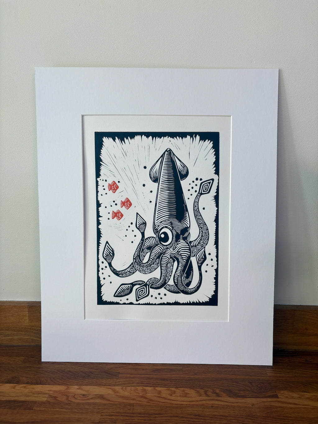 Inky the Squid Limited Edition Linocut Print