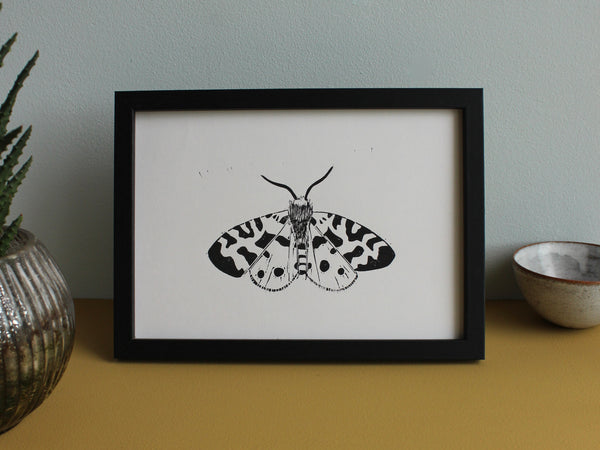 Garden Tiger Moth hand printed insect Linocut print