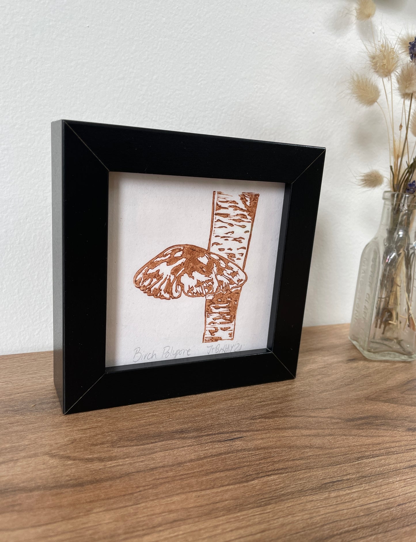 Birch Polypore fungi - original linocut print