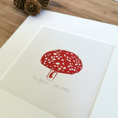 Fly Agaric Fungi - original linocut print