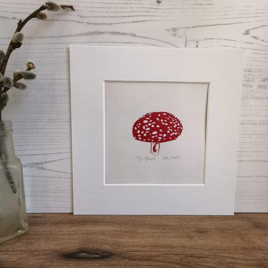 Fly Agaric Fungi - original linocut print