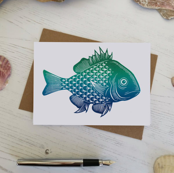 Fish greeting card, blank card, birthday card, thank you card