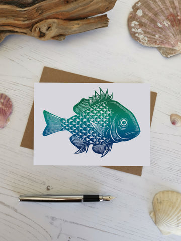 Fish greeting card, blank card, birthday card, thank you card