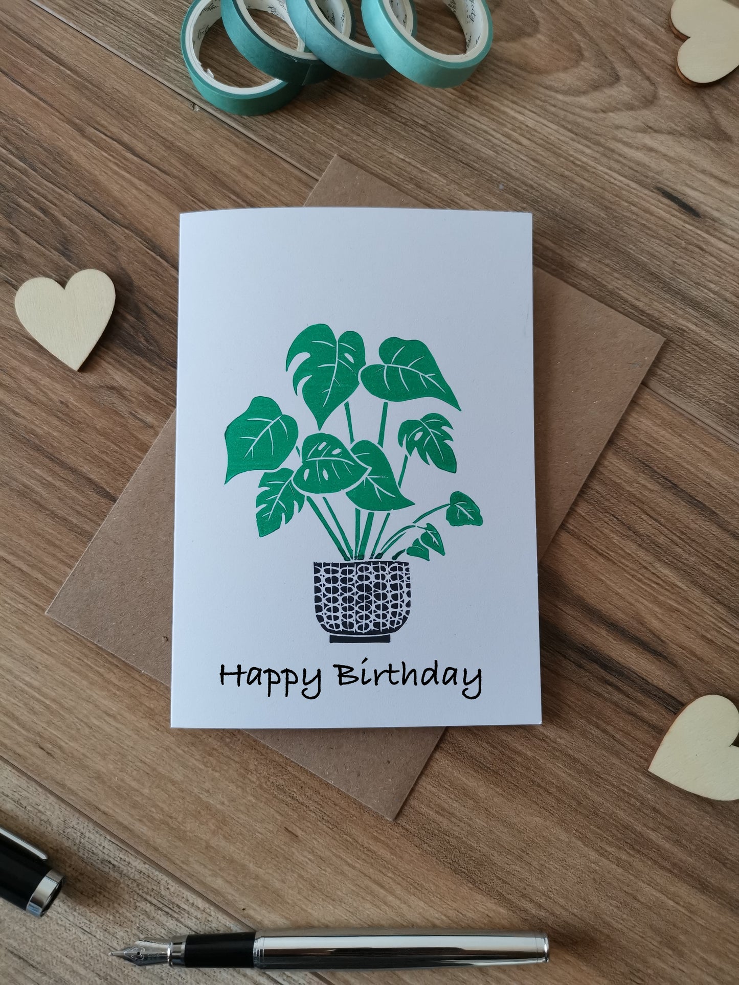 Happy birthday Monstera houseplant greeting card