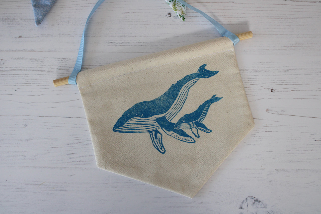 Humpback Whale Pennant, Flag, Wall hanging banner, ideal for Nursery