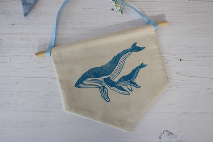 Humpback Whale Pennant, Flag, Wall hanging banner, ideal for Nursery