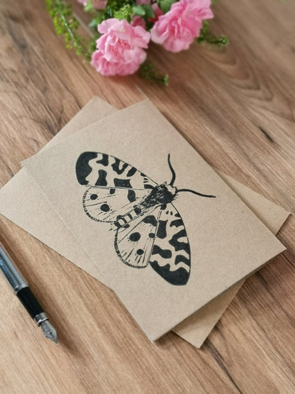 Garden Tiger Moth greeting card, Lino cut print birthday card