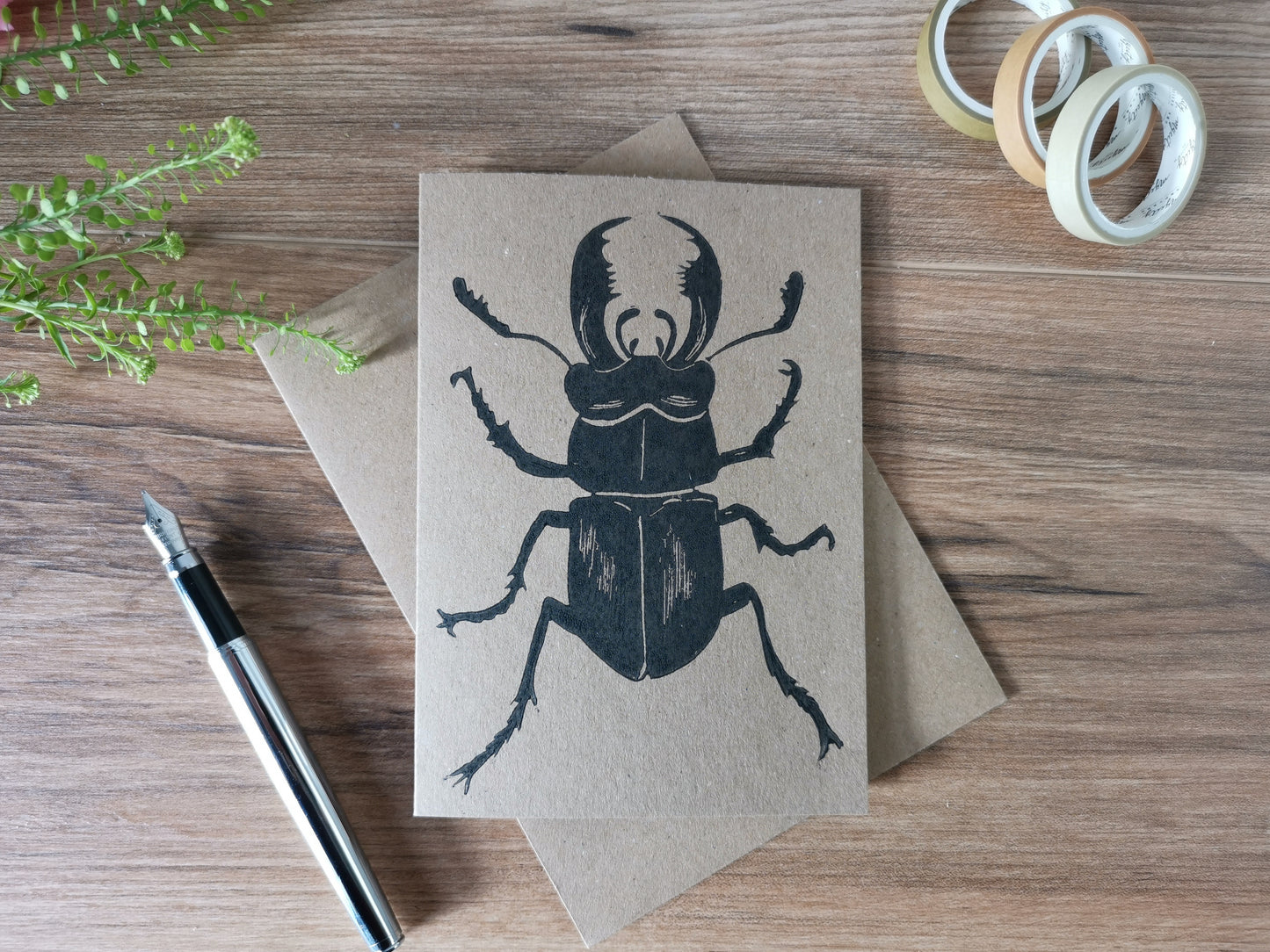Male Stag Beetle greeting card