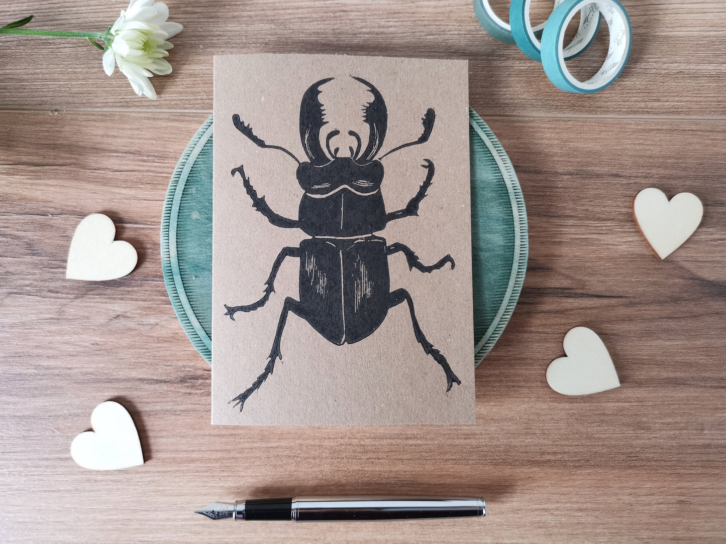 Male Stag Beetle greeting card
