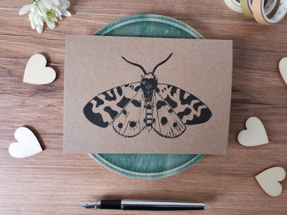 Garden Tiger Moth greeting card, Lino cut print birthday card