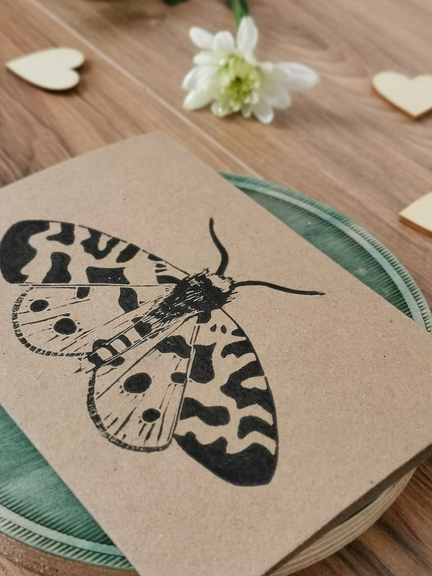 Garden Tiger Moth greeting card, Lino cut print birthday card