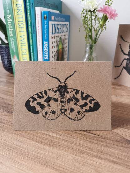 Garden Tiger Moth greeting card, Lino cut print birthday card