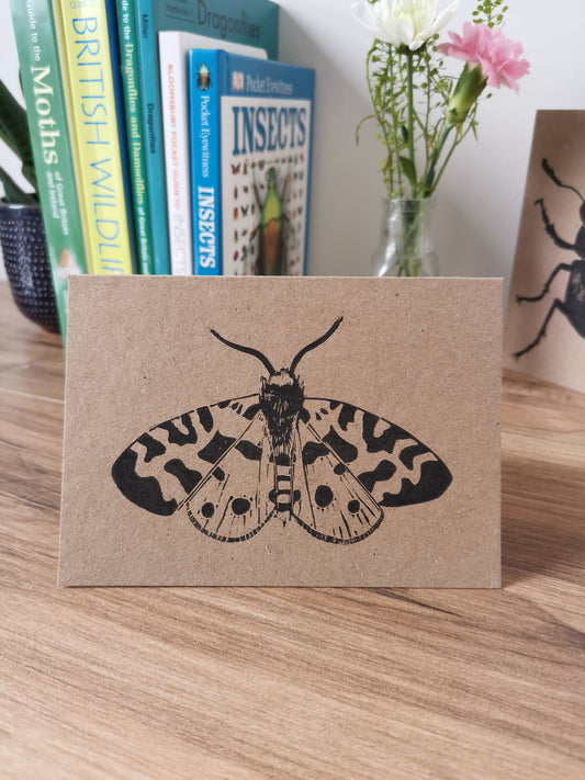 Garden Tiger Moth greeting card, Lino cut print birthday card