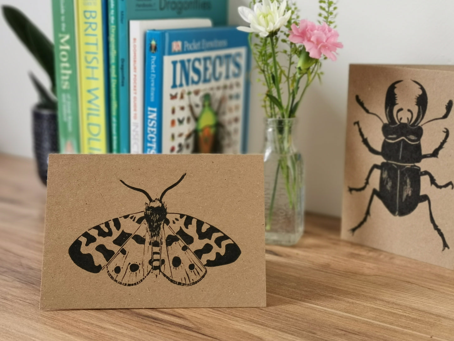 Garden Tiger Moth greeting card, Lino cut print birthday card