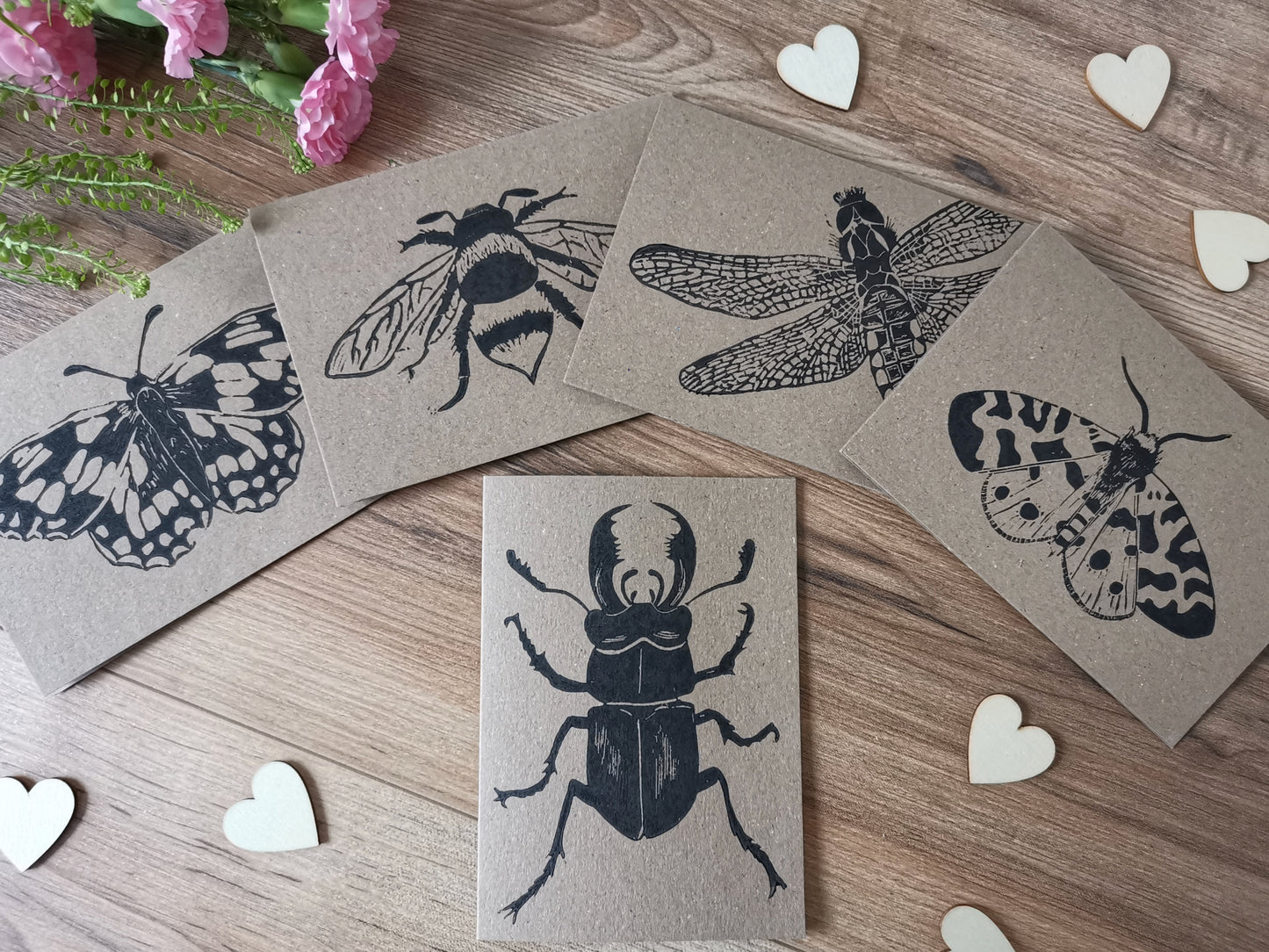 Garden Tiger Moth greeting card, Lino cut print birthday card