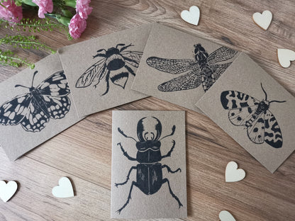 Garden Tiger Moth greeting card, Lino cut print birthday card