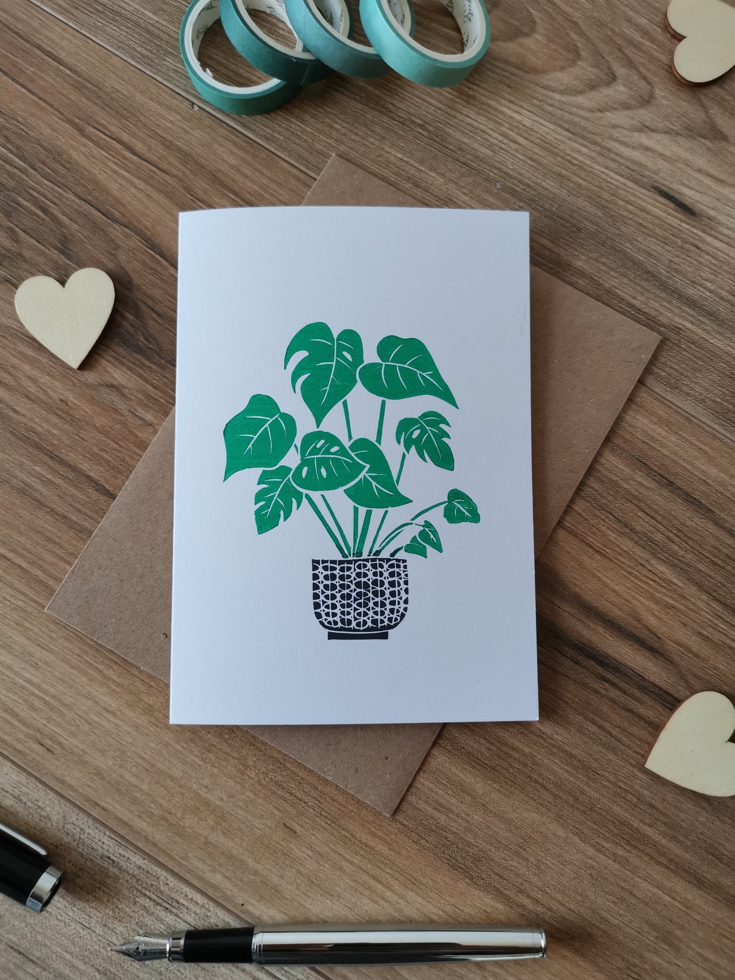 Monstera pot plant greeting card