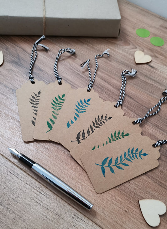 6pk hand printed botanical gift tags / present tags for gift wrapping