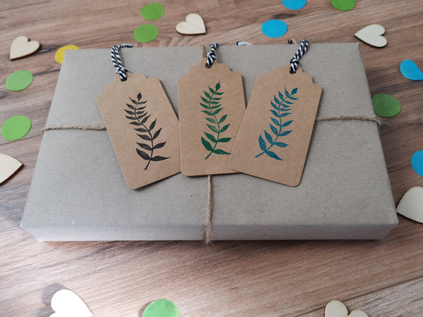 6pk hand printed botanical gift tags / present tags for gift wrapping