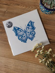 Blue Butterfly Linocut art print