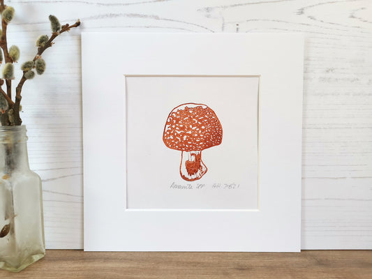 Amanita Fungi- original linocut