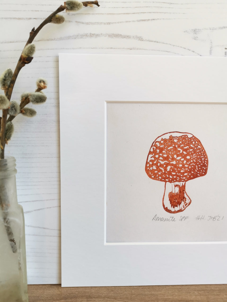 Amanita Fungi- original linocut
