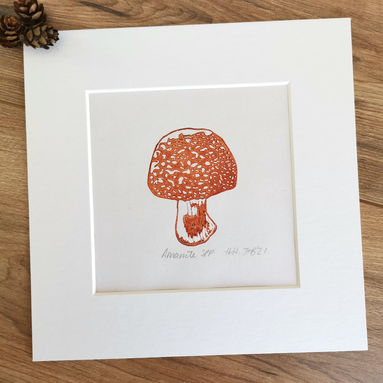 Amanita Fungi- original linocut
