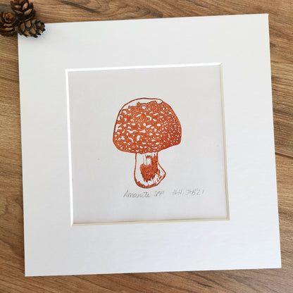 Amanita Fungi- original linocut