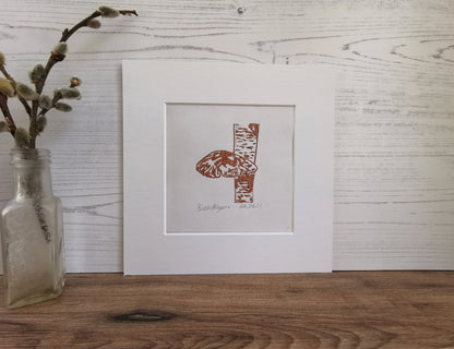 Birch Polypore fungi - original linocut print