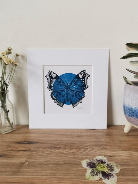 Butterfly Linocut art print, hand printed by Jackdaw and Bear