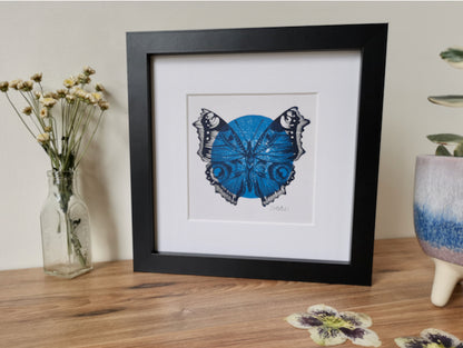 Butterfly Linocut art print, hand printed by Jackdaw and Bear