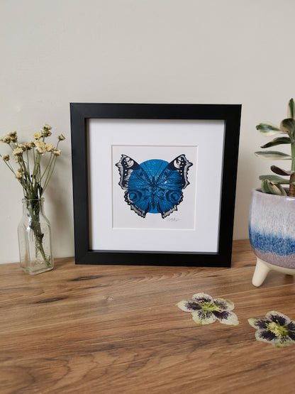 Butterfly Linocut art print, hand printed by Jackdaw and Bear