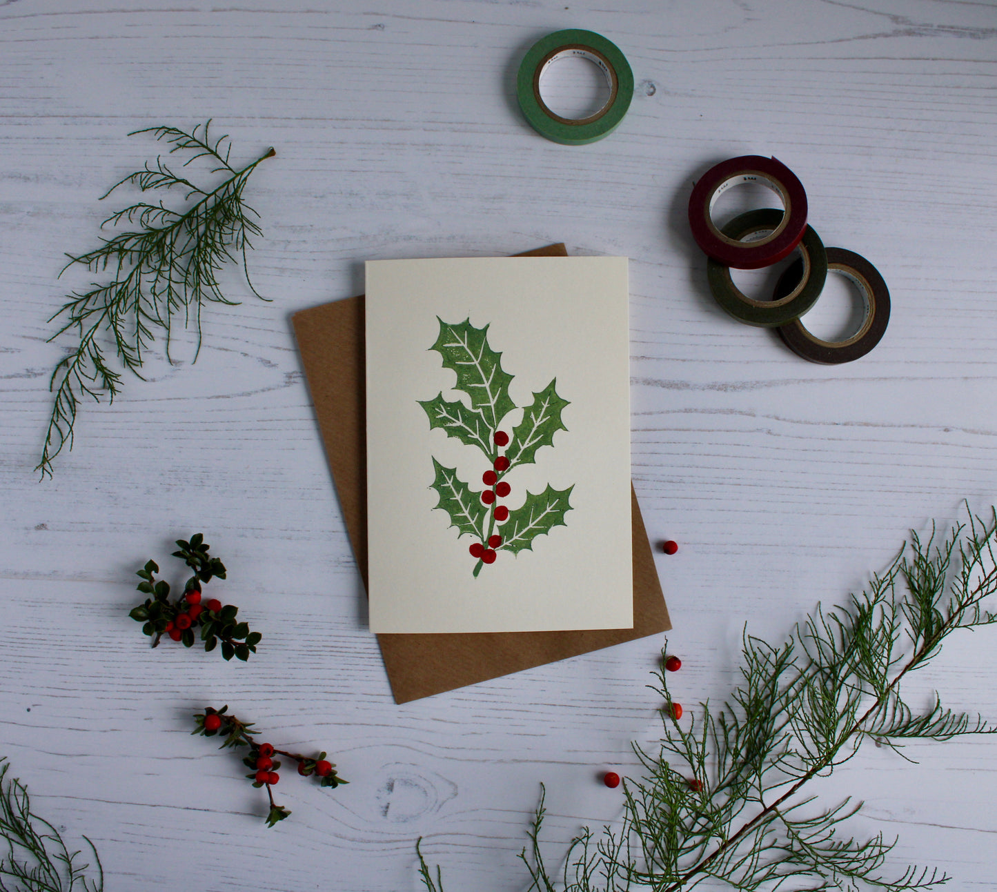Holly & berries Christmas Card