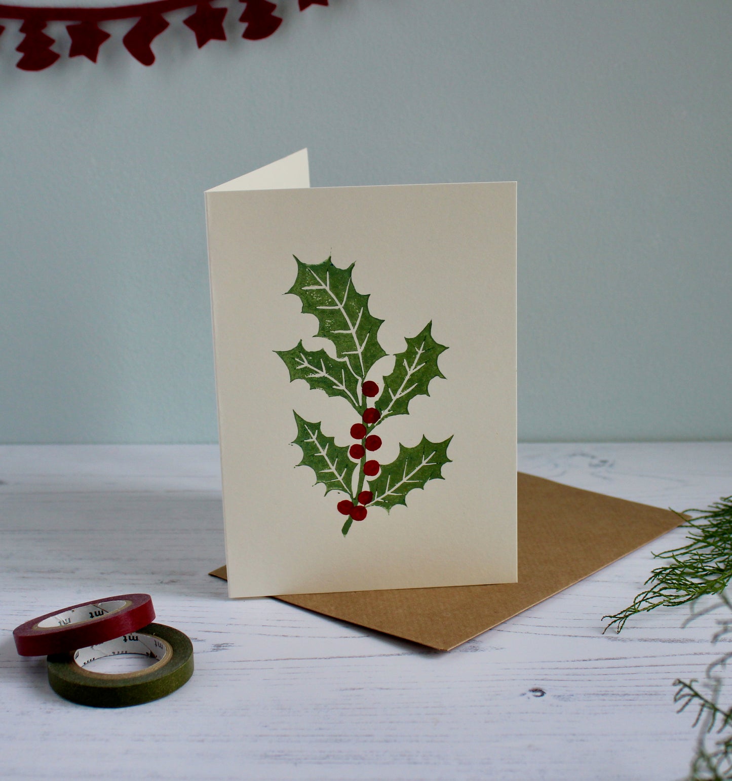 Holly & berries Christmas Card