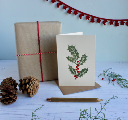 Holly & berries Christmas Card