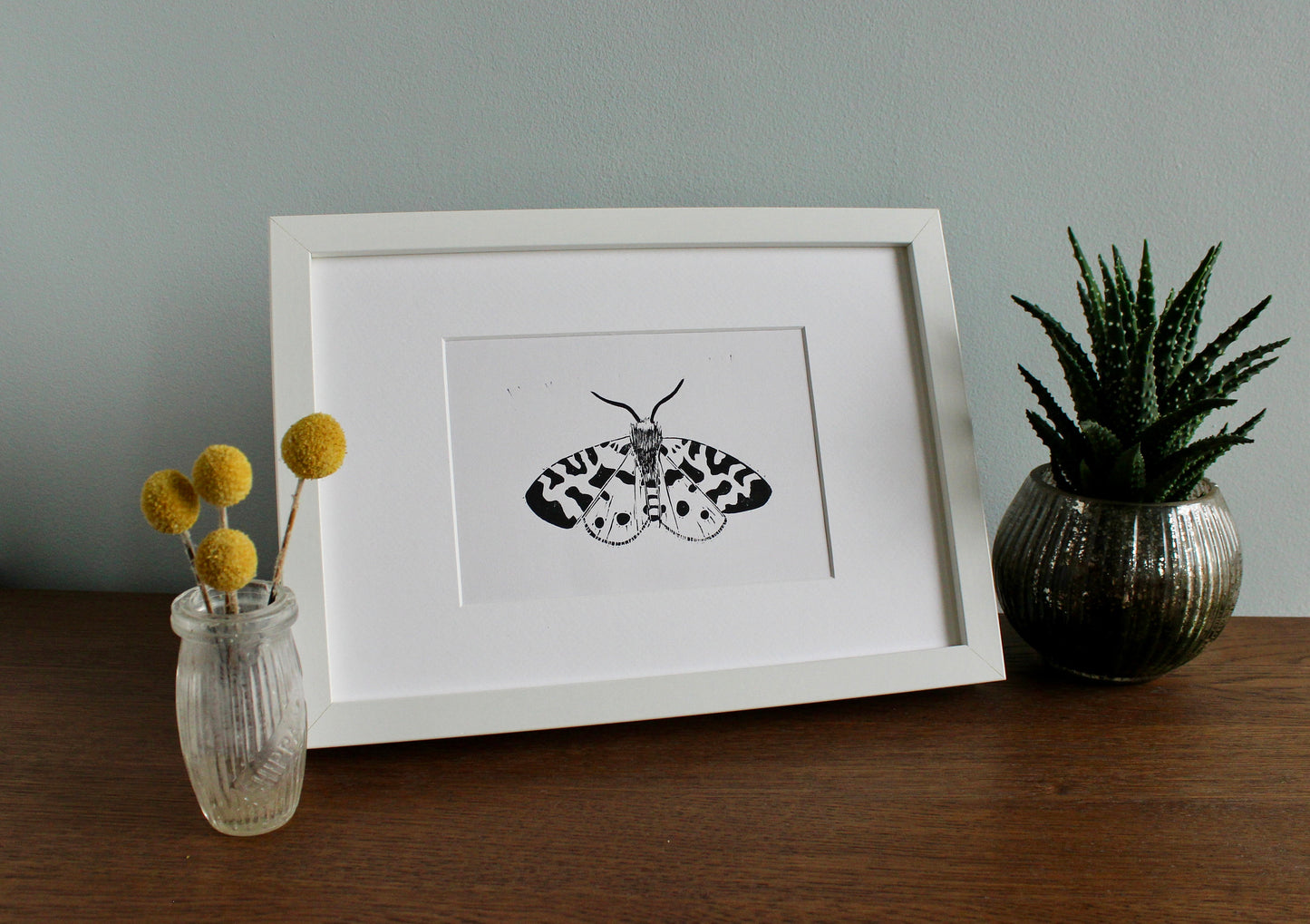 Garden Tiger Moth hand printed insect Linocut print