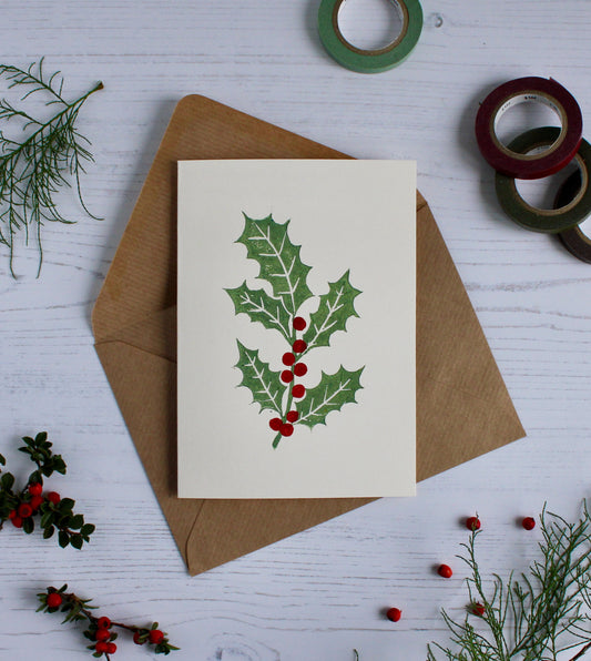 Holly & berries Christmas Card