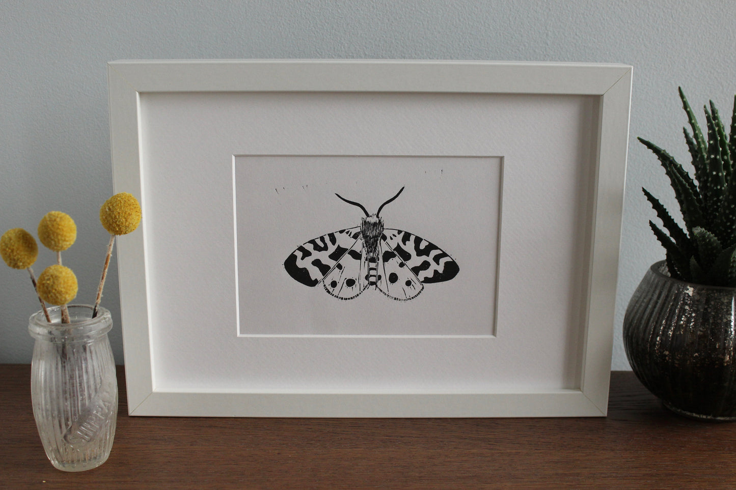 Garden Tiger Moth hand printed insect Linocut print