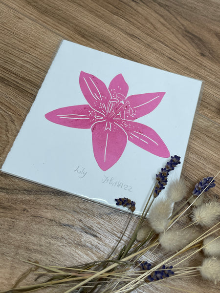 Lily botanical linocut print