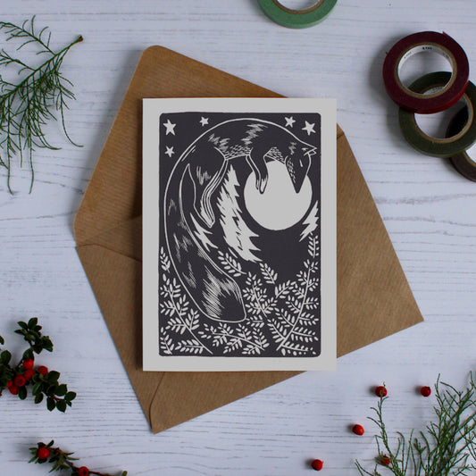 Folksy fox greeting card, blank greeting card