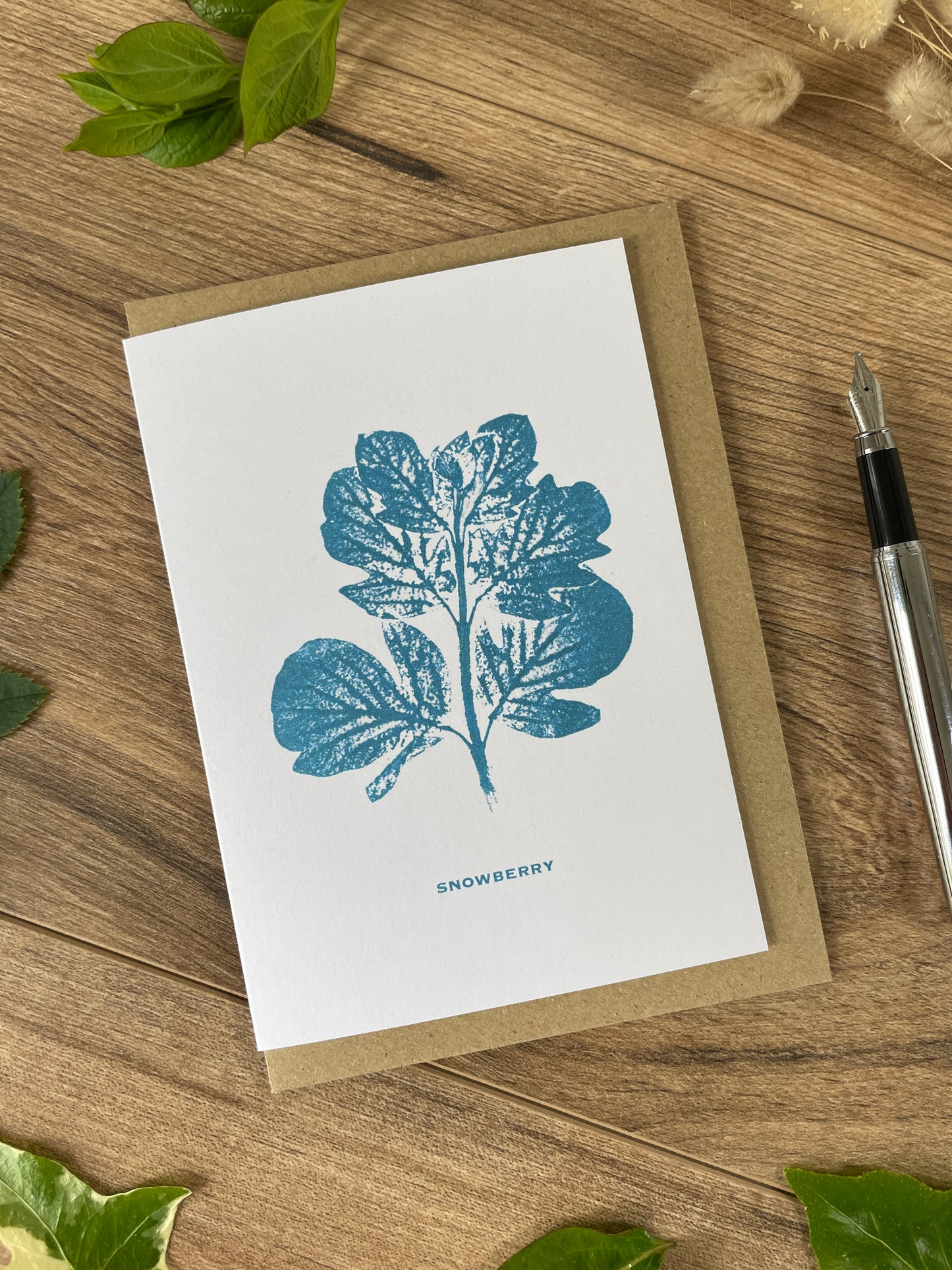 Snowberry -mature botanical greeting card